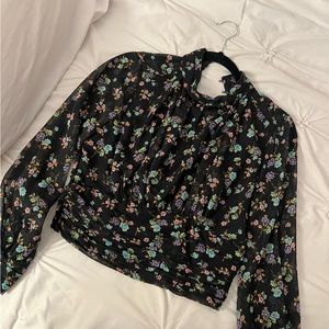 Zara floral high neck blouse